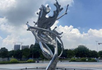 園林海浪雕塑，噴漆景觀雕塑，鏡面形式
