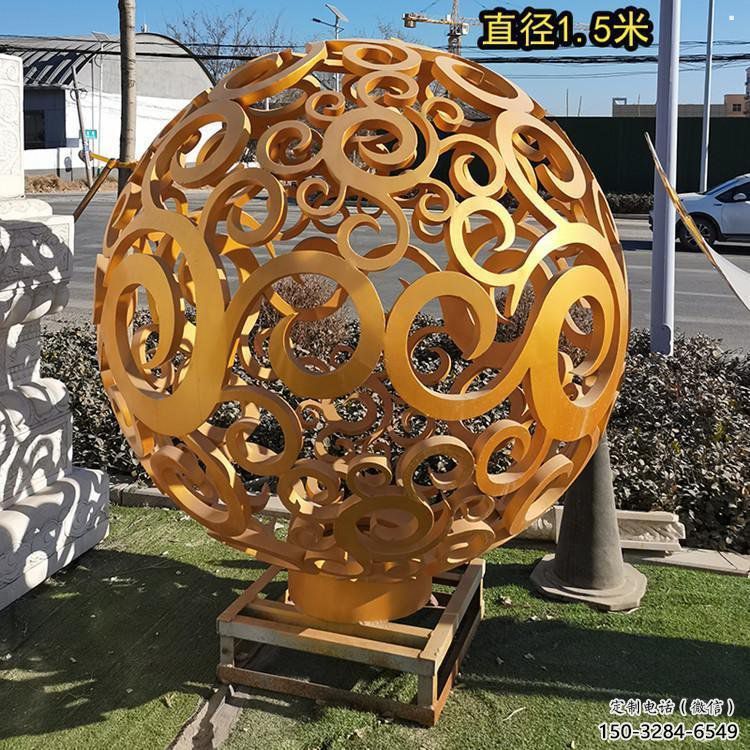 鏤空球雕塑制作，廣場雕塑，烤漆鏤空球雕塑廠家
