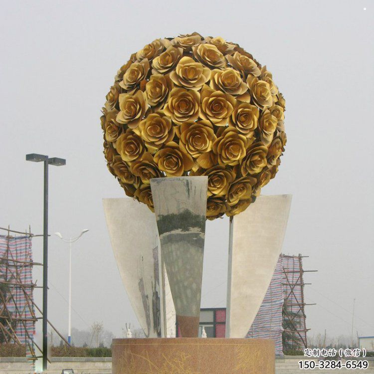 花球雕塑精選，市標(biāo)雕塑，不銹鋼花球雕塑廠家