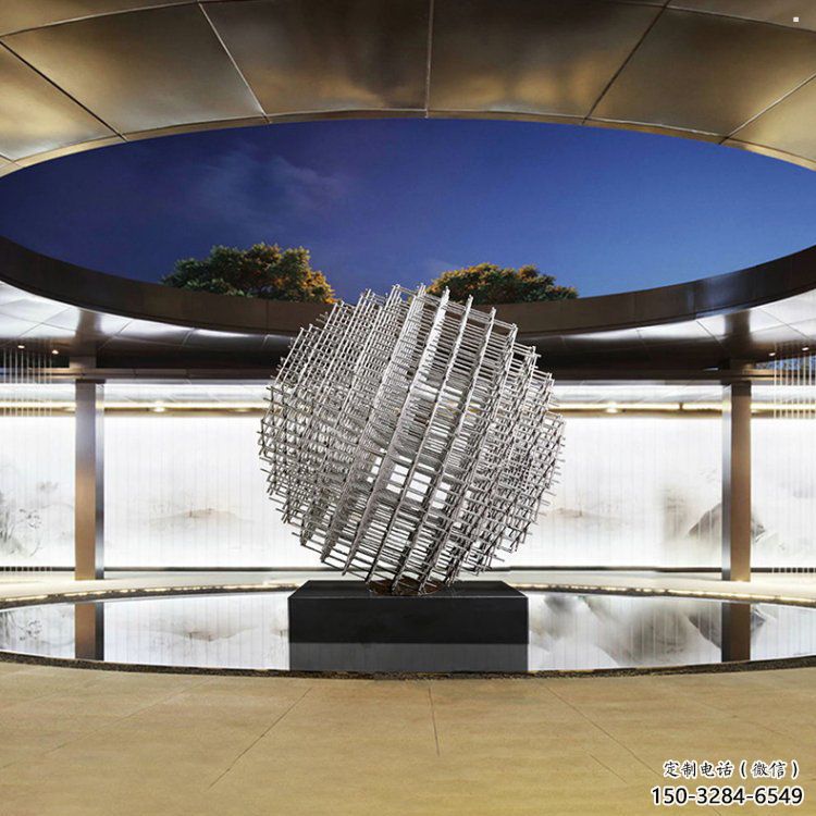 鏤空球雕塑擺件，室外軟裝，異形鏤空球雕塑定制
