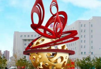 鏤空球雕塑展品，街頭雕塑，烤漆鏤空球雕塑供需