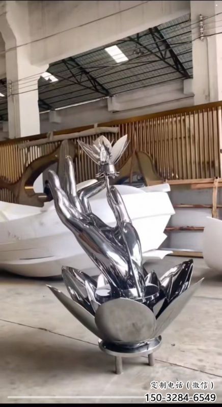 手拈花雕塑供應，景觀雕塑，不銹鋼手拈花雕塑素材制造
