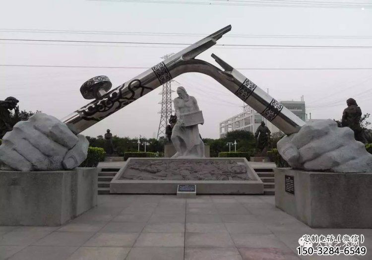 手握鋼筆雕塑，標(biāo)識雕塑，不銹鋼手握鋼筆雕塑廠家