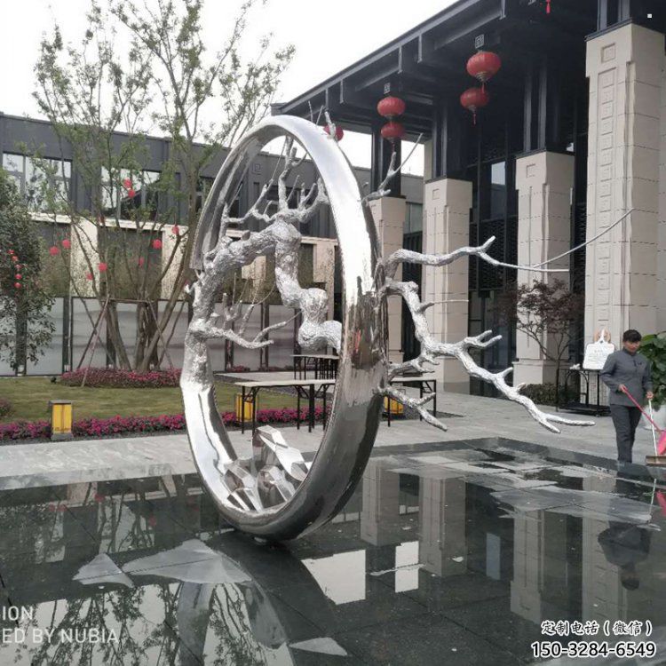 圓環(huán)樹雕塑定制，市標(biāo)雕塑，不銹鋼圓環(huán)樹雕塑定做