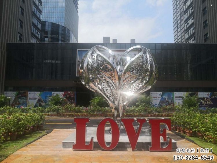 彩繪景觀love雕塑生產，景區案例，彩繪不銹鋼love雕塑優選