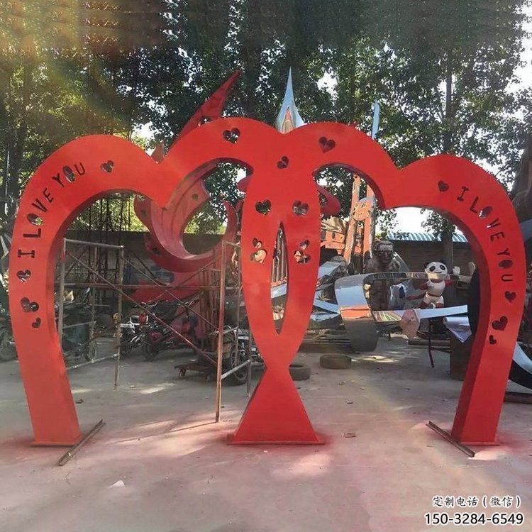 景觀心心相印雕塑定做，小區(qū)擺件，美陳雕塑制作