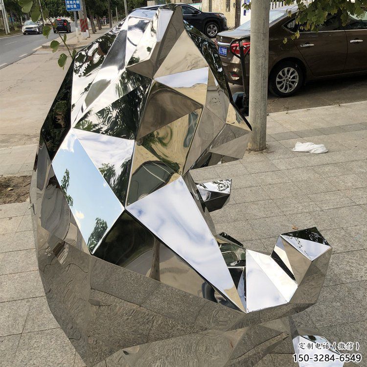 熊貓雕塑指用，景觀雕塑，鏡面不銹鋼熊貓雕塑點擊