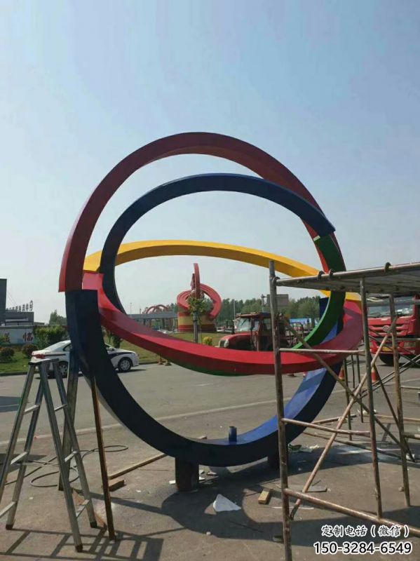 廣場雙環雕塑批發，廣場系列，不銹鋼雙環雕塑定價