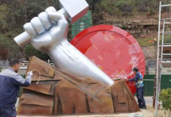 拳頭雕塑預定，白鋼構(gòu)件，不銹鋼拳頭雕塑選定