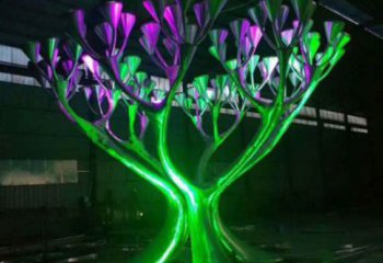 制造燈光樹雕塑，鋼管組合，燈光蘑菇樹雕塑制作廠家