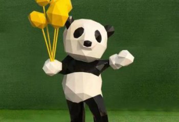 烤漆熊貓雕塑制造商，室外軟裝，卡通熊貓雕塑制作廠家