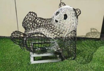 熊貓雕塑制作，標(biāo)識雕塑，鏤空熊貓雕塑廠家優(yōu)選