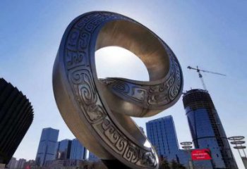 金屬雙環雕塑承接，陸地擺件，不銹鋼雙環雕塑制造商