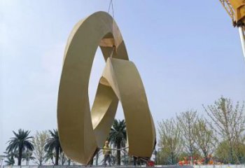 室內圓環雕塑，拉絲景觀雕塑，抽象效果