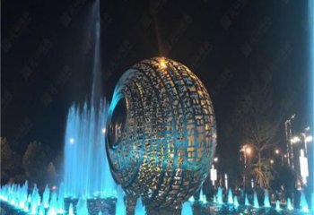 水景圓環雕塑，燈光配置，燈光圓環雕塑制作廠家