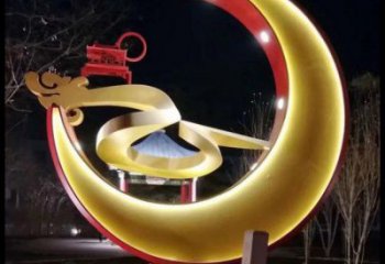 制造月亮雕塑廠家，地標擺件，烤漆鏤空月亮雕塑精選