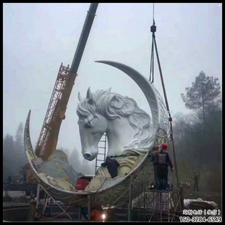 月亮雕塑通用，陸地擺件，各類月亮馬頭雕塑點擊