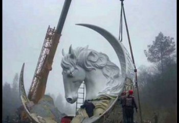 月亮雕塑通用，陸地擺件，各類月亮馬頭雕塑點擊