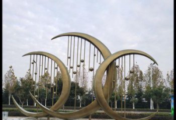 大型月亮雕塑公司，花園小品，月亮水簾雕塑廠家提供