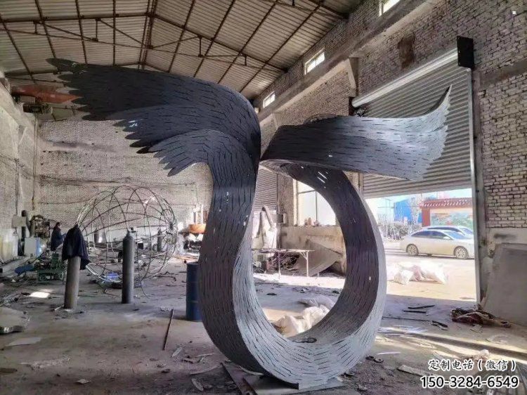 鋼結構鳥翅雕塑指用，景觀雕塑，不銹鋼鳥翅雕塑點擊