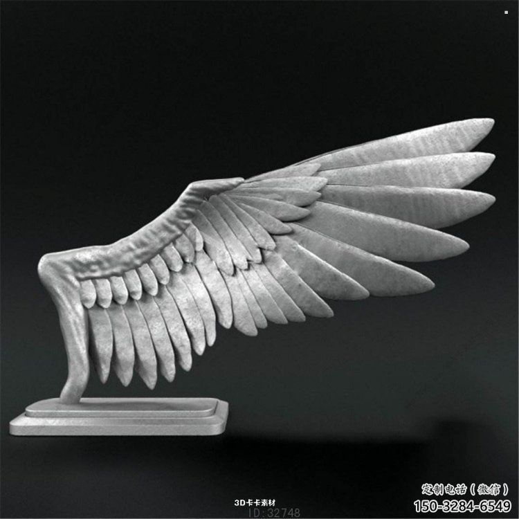 現代鳥翅雕塑定制，中式工藝，不銹鋼鳥翅雕塑造型優價