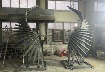 烤漆天使之翼雕塑制造商，室外軟裝，翅膀雕塑制作承接