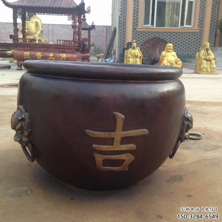 崇左吉字銅缸雕塑-青銅鑄造