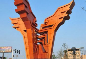 新華城市精神堡壘雕塑，抽象建筑元素，廣場景觀雕塑小品