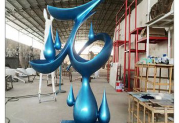 岳麓水滴雕塑，烤漆工藝，群雕不銹鋼水滴雕塑