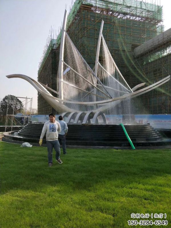 賽罕帆船噴泉雕塑，水景水秀組合，旱地帆船噴泉雕塑廠家