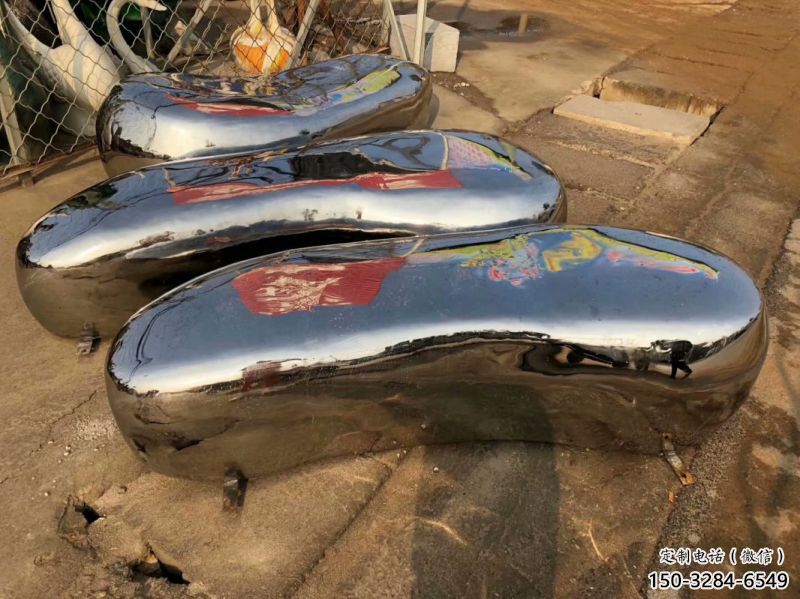 靈武坐凳雕塑，小區園林雕塑，不銹鋼鏡面效果