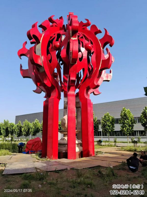 煙臺火球雕塑，精神堡壘火球雕塑落地展示