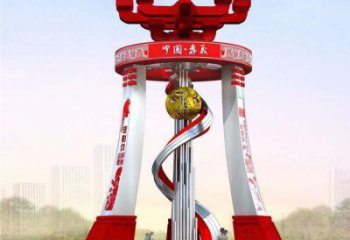 鐵嶺城市精神堡壘雕塑，地標(biāo)文明建筑不銹鋼雕塑