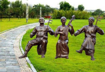 本溪拉二胡雕塑點擊，景觀雕塑，別墅民俗人物雕塑供求