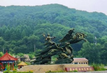 大武口夸父逐日雕塑，鑄銅神話人物雕塑