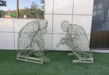 濰坊鏤空下棋雕塑供需，廣場雕塑，鐵藝民俗人物雕塑選用