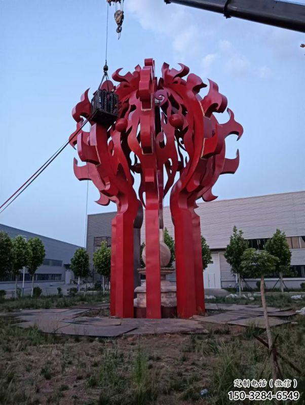 雅安火球雕塑，精神堡壘火球雕塑落地展示