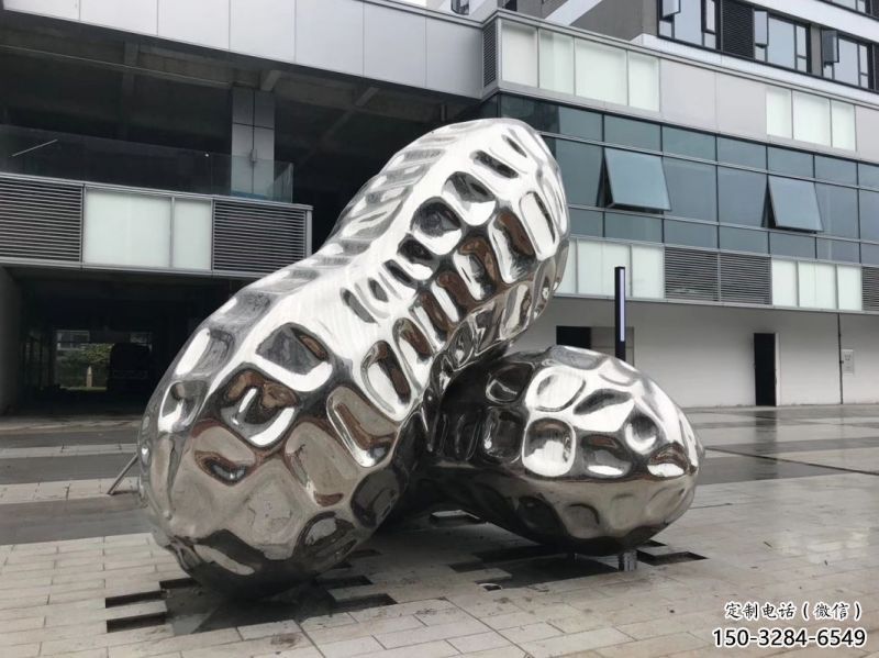 濱江花生雕塑制造，白鋼構(gòu)件，不銹鋼花生雕塑提供