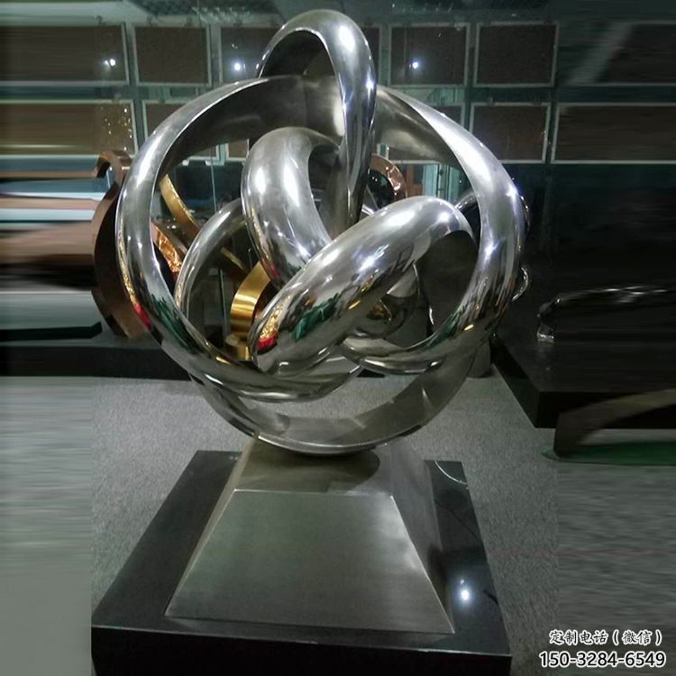 杭州地產(chǎn)雙環(huán)雕塑定做，城區(qū)小品，景觀不銹鋼雙環(huán)雕塑定價(jià)