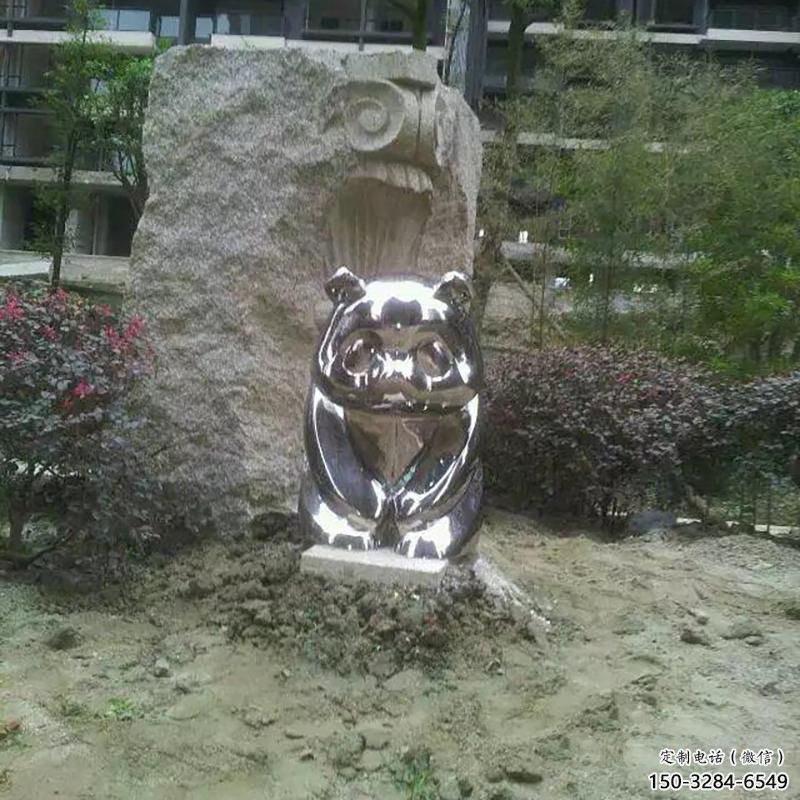 衢州熊貓雕塑服務(wù)商，動物美陳雕塑，不銹鋼熊貓雕塑廠家