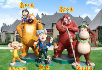 當(dāng)雄廣場(chǎng)維尼熊雕塑，卡通水景雕塑，抽象效果
