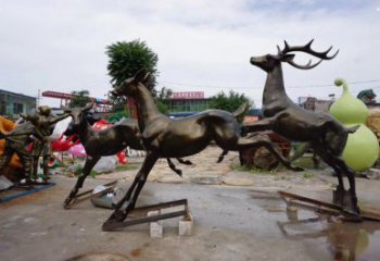 臺州戶外小鹿批發，動物雕塑，梅花鹿銅雕塑供求