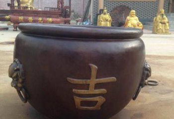萬(wàn)盛吉字銅缸雕塑-青銅鑄造